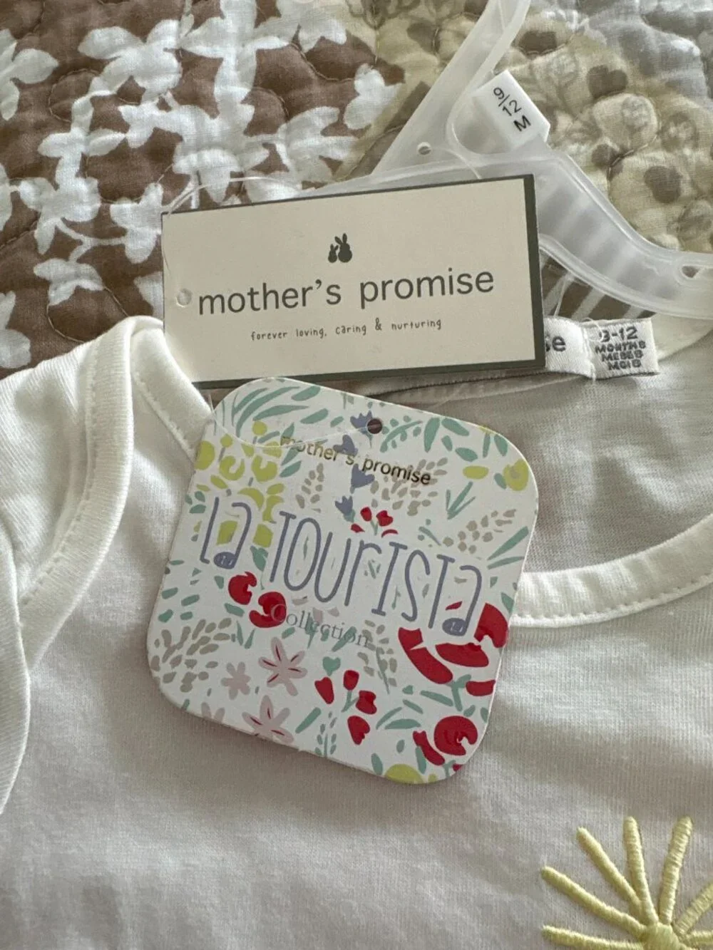 Mother's Promise Coral/Peach Flutter-Sleeve Baby Girl Outfit Set Size 9-12 Month